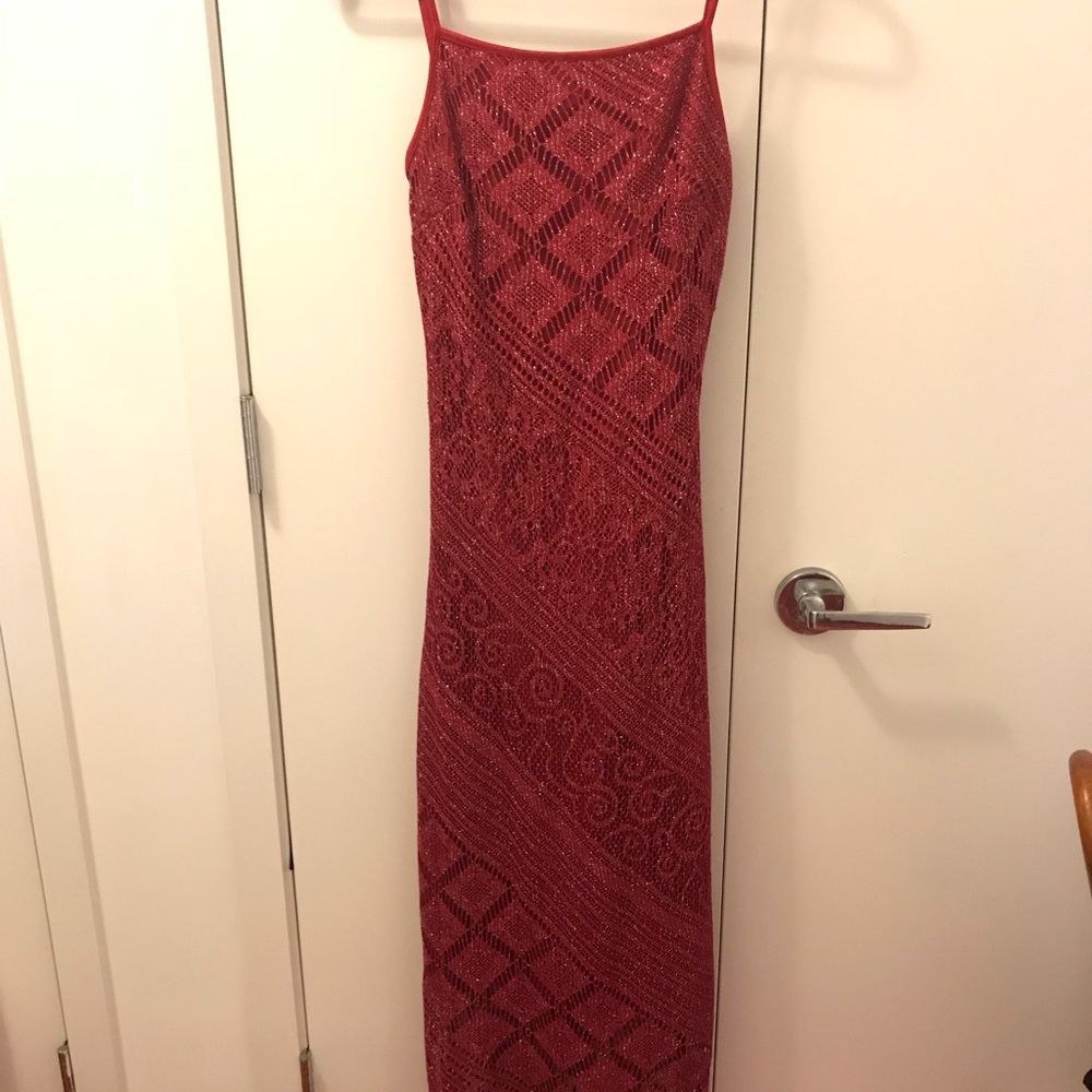 SALE! Red Crochet Lace Dress with Fringe